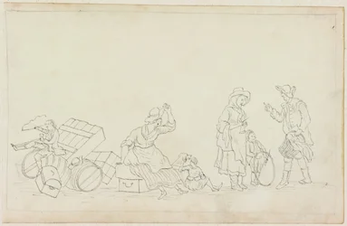 Smoking Woman, Children, Man and Woman